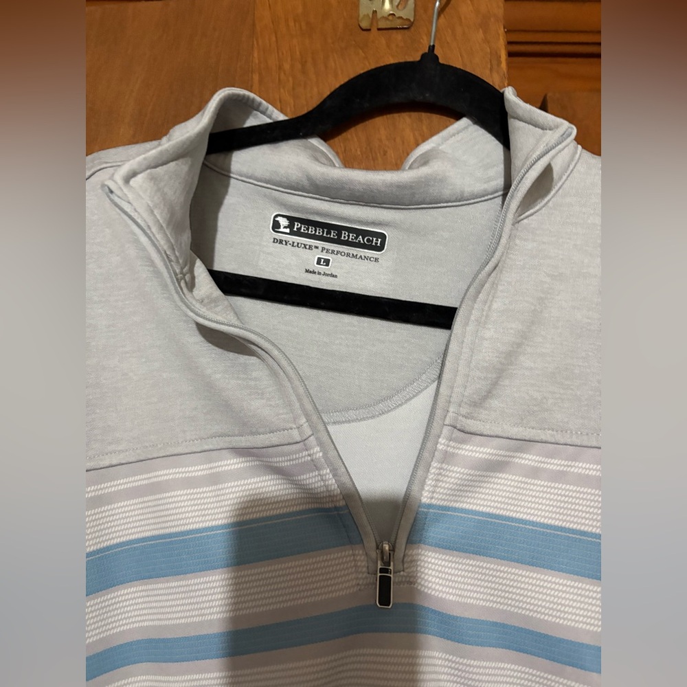 Men’s Pebble Beach stripe quarter zip. Size L - Picture 3 of 6